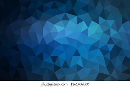 Dark BLUE vector shining triangular layout. Triangular geometric sample with gradient.  Triangular pattern for your design.