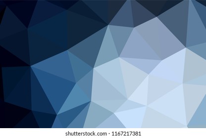 Dark BLUE vector shining triangular backdrop. Colorful illustration in polygonal style with gradient. Triangular pattern for your design.