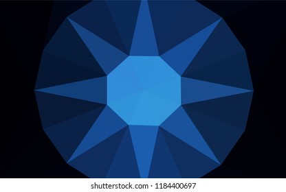 Dark BLUE vector shining triangular layout with a gem in a centre. Shining colorful illustration with triangles. Textured pattern for your backgrounds.