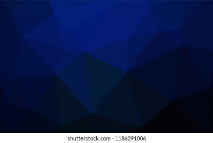 Dark BLUE vector shining triangular cover. Geometric illustration in Origami style with gradient.  A completely new design for your leaflet.