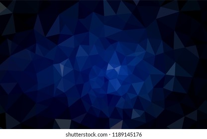 Dark BLUE vector shining triangular cover. Triangular geometric sample with gradient.  Polygonal design for your web site.