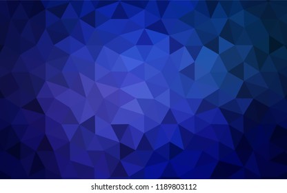 Dark BLUE vector shining triangular cover. Colorful illustration in polygonal style with gradient. Brand new style for your business design.