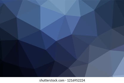 Dark BLUE vector shining triangular cover. Creative geometric illustration in Origami style with gradient. Pattern for a brand book's backdrop.