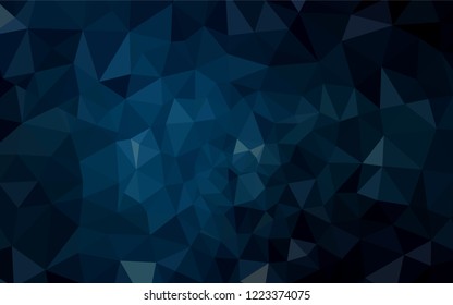 Dark BLUE vector shining triangular cover. Colorful illustration in polygonal style with gradient. Template for cell phone's backgrounds.