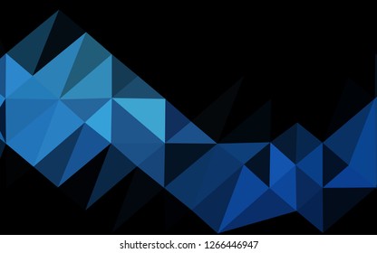 Dark BLUE vector shining triangular template. Triangular geometric sample with gradient.  Triangular pattern for your business design.