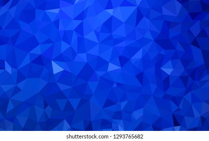 Dark BLUE vector shining triangular cover. Geometric illustration in Origami style with gradient.  New template for your brand book.