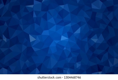 Dark BLUE vector shining triangular backdrop. Creative geometric illustration in Origami style with gradient. Triangular pattern for your design.