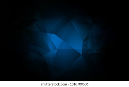 Dark BLUE vector shining triangular background. Triangular geometric sample with gradient.  Textured pattern for your backgrounds.
