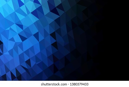 Dark BLUE vector shining triangular pattern. Colorful illustration in Origami style with gradient.  Completely new template for your business design.