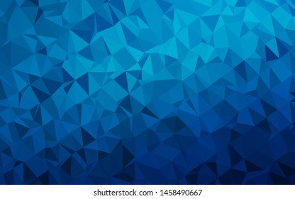 Dark BLUE vector shining triangular pattern. Triangular geometric sample with gradient.  New texture for your design.