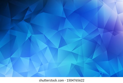 Dark BLUE vector shining triangular background. Creative geometric illustration in Origami style with gradient. Triangular pattern for your design.