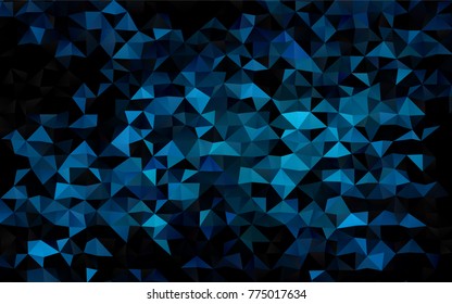 Dark BLUE vector shining triangular background. Geometric illustration in Origami style with gradient.  A new texture for your design.