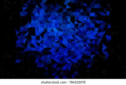 Dark BLUE vector shining triangular pattern. A sample with polygonal shapes. The template can be used as a background for cell phones.