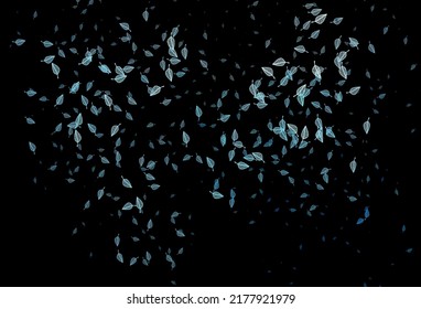 Dark BLUE vector sketch cover. An elegant bright illustration with leaves in Natural style. A new texture for your design.