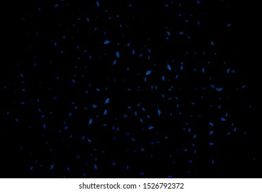 Dark BLUE vector sketch texture. Colorful illustration in doodle style with leaves. Brand new style for your business design.