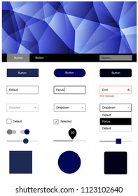 Dark BLUE vector style guide with triangles. Modern Style guide in polygonal style with triangles. Modern template for your landing page.