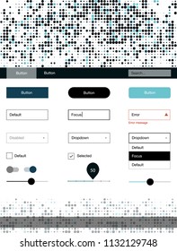 Dark BLUE vector style guide with circles. Modern Style guide with colorful gradient circles in its header. Beautiful layout for websites, landing pages.