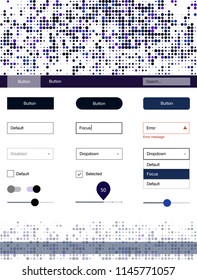 Dark BLUE vector style guide with circles. Modern Style guide with colorful gradient circles in its header. Modern template for your landing page.