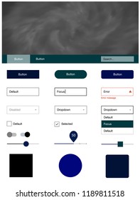 Dark BLUE vector style guide with sky stars. Modern Style guide with colorful gradient sky in its header. This template you can use for websites.