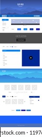 Dark BLUE vector style guide with mountains. Decorative ui kit design in abstract style with colorful rocks. Modern template for your landing page.