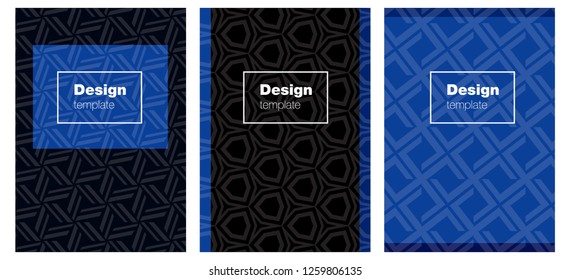 Dark BLUE vector style guide for notepads. Glitter abstract design concept with text box. New design for cover of books.