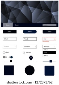 Dark BLUE vector style guide with triangles. Modern Style guide in polygonal style with triangles. This template you can use for landing pages.