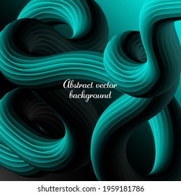 Dark blue vector swirling liquid waves on abstract background