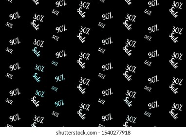 Dark BLUE vector template with 30, 50, 90% selling. Colorful set of  percentage signs in simple style. Backdrop for super sales on Black Friday.