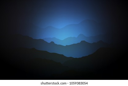 Dark BLUE vector template with abstract circles. Shining illustration, which consist of blurred lines, circles. Mountain style for your business design.