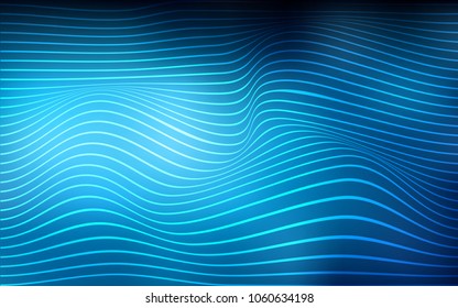 Dark BLUE vector template with abstract lines. Shining crooked illustration of lines in a brand-new style. Brand-new design for your ads, poster, banner.