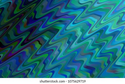 Dark BLUE vector template with abstract lines. Creative illustration in halftone marble style with gradient. The elegant pattern for brand book.