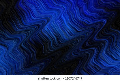 Dark BLUE vector template with abstract lines. Modern gradient abstract illustration with bandy lines. A new texture for your  ad, booklets, leaflets.
