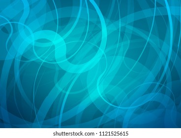 Dark BLUE vector template with abstract lines. Blurred geometric sample with gradient bubbles.  New composition for your brand book.