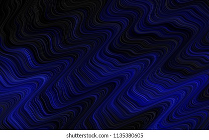Dark BLUE vector template with abstract lines. Blurred geometric sample with gradient bubbles.  Pattern for your business design.