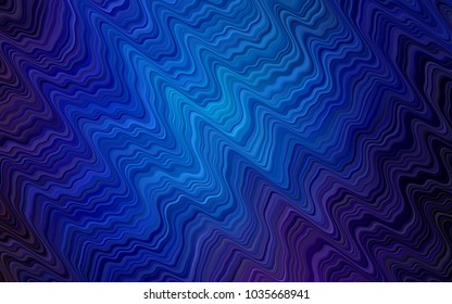 Dark BLUE vector template with bent lines. Glitter abstract illustration with wry lines. The best blurred design for your business.