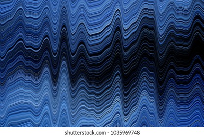 Dark BLUE vector template with bent ribbons. Creative illustration in halftone marble style with gradient. A completely new template for your business design.