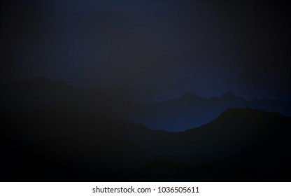 Dark BLUE vector template with bent lines. A sample with blurred bubble shapes. Mountain style for your business design.
