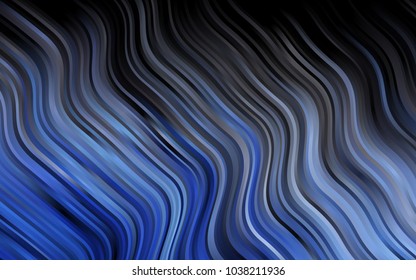 Dark BLUE vector template with bent lines. Glitter abstract illustration with wry lines. Textured wave pattern for backgrounds.