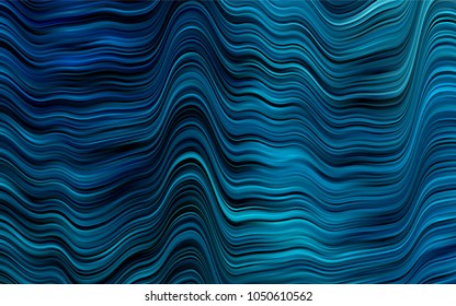 Dark BLUE vector template with bent lines. A vague circumflex abstract illustration with gradient. A new texture for your  ad, booklets, leaflets.