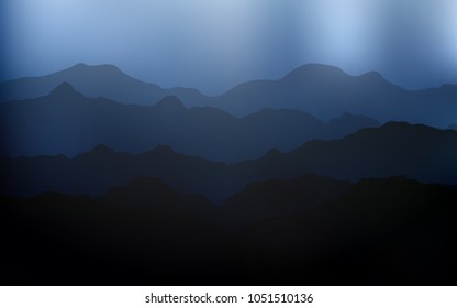 Dark BLUE vector template with bent ribbons. Creative geometric illustration in mountain style with gradient. Mountain style for your business design.