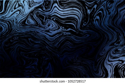 Dark BLUE vector template with bent ribbons. Creative illustration in halftone marble style with gradient. A new texture for your  ad, booklets, leaflets.