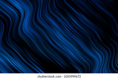 Dark BLUE vector template with bent lines. Modern gradient abstract illustration with bandy lines. A new texture for your  ad, booklets, leaflets.