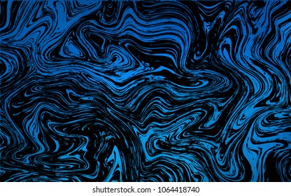 Dark BLUE vector template with bent lines. Glitter abstract illustration with wry lines. Marble style for your business design.