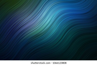 Dark BLUE vector template with bent ribbons. Blurred geometric sample with gradient bubbles.  A completely new memphis design for your business.