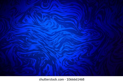 Dark BLUE vector template with bent ribbons. Glitter abstract illustration with wry lines. Marble design for your web site.