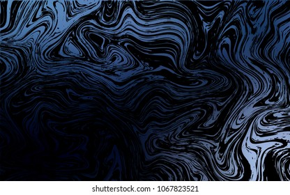 Dark BLUE vector template with bent ribbons. Shining crooked illustration in marble style. Pattern for your business design.