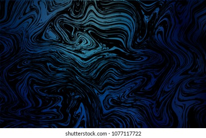 Dark BLUE vector template with bent lines. Colorful illustration in abstract marble style with gradient. A completely new template for your business design.