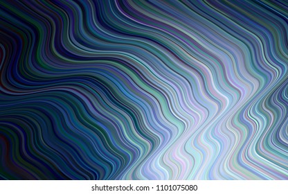 Dark BLUE vector template with bent lines. Geometric illustration in memphis style with gradient.  A new texture for your  ad, booklets, leaflets.