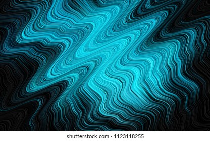 Dark BLUE vector template with bent lines. Shining illustration, which consist of blurred lines, circles. The template for cell phone backgrounds.