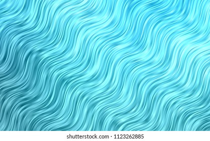 Dark BLUE vector template with bent ribbons. Shining illustration, which consist of blurred lines, circles. Pattern for your business design.